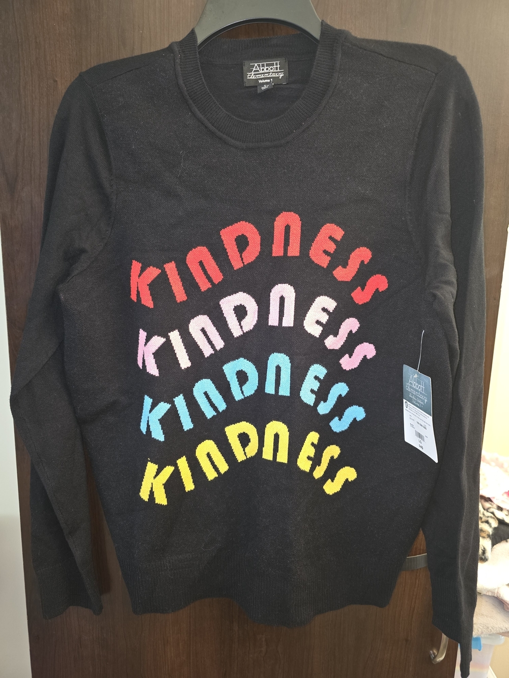 Black 'Kindness' Rainbow Letter Sweater